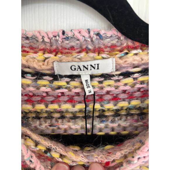Ganni Brookhaven striped multicolor short sleeve box cut sweater XS/S - Picture 5 of 6
